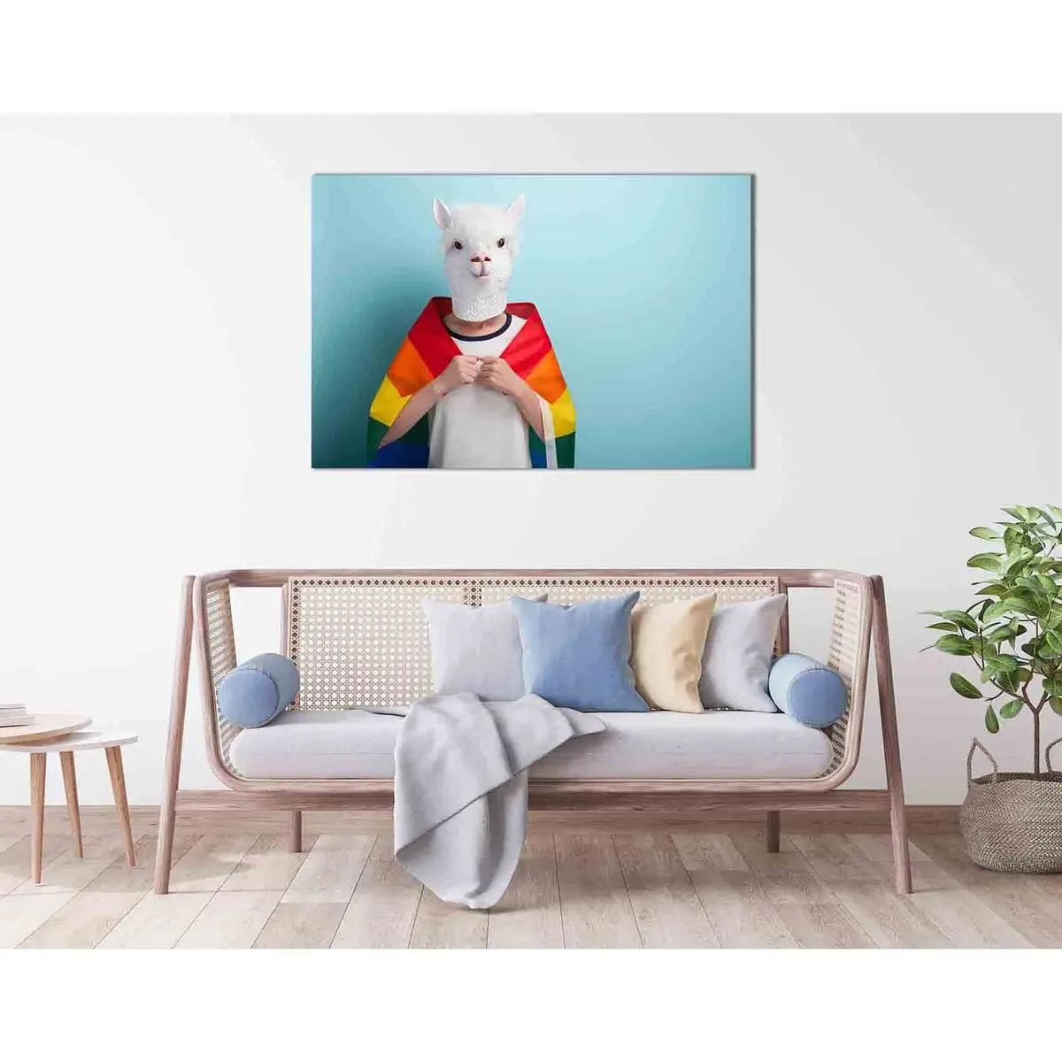 Woman Hold Rainbow Lgbt Pride Flag №2154 Ready To Hang Canvas Print 1