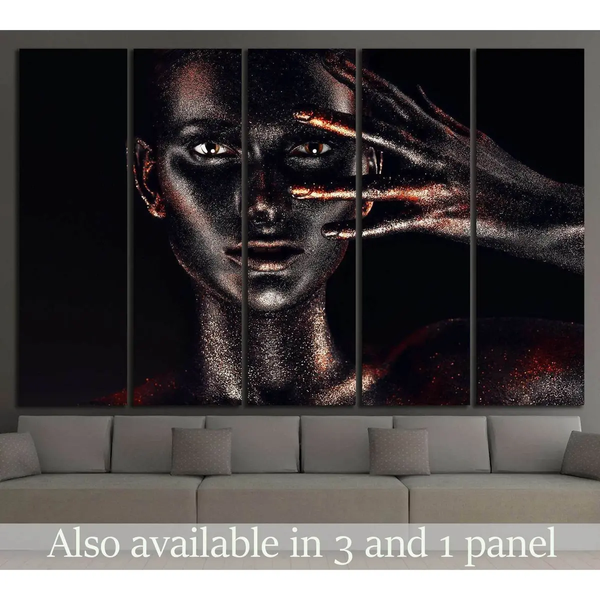 Abstract Female Figure Canvas Art with Black Paint Motif – Ready-to-Hang Wall Decor