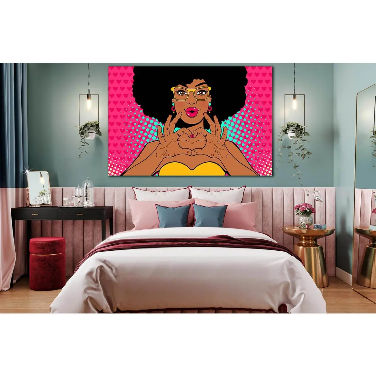 Woman Shows Love Sign By Her Hands №Sl538 Ready To Hang Canvas Print 1