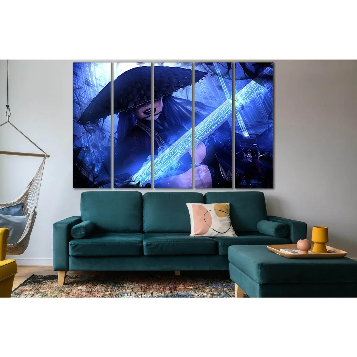 Fantasy Female Warrior with Magic Sword Canvas Wall Art – Ready-to-Hang Print SL1244 - Image 3