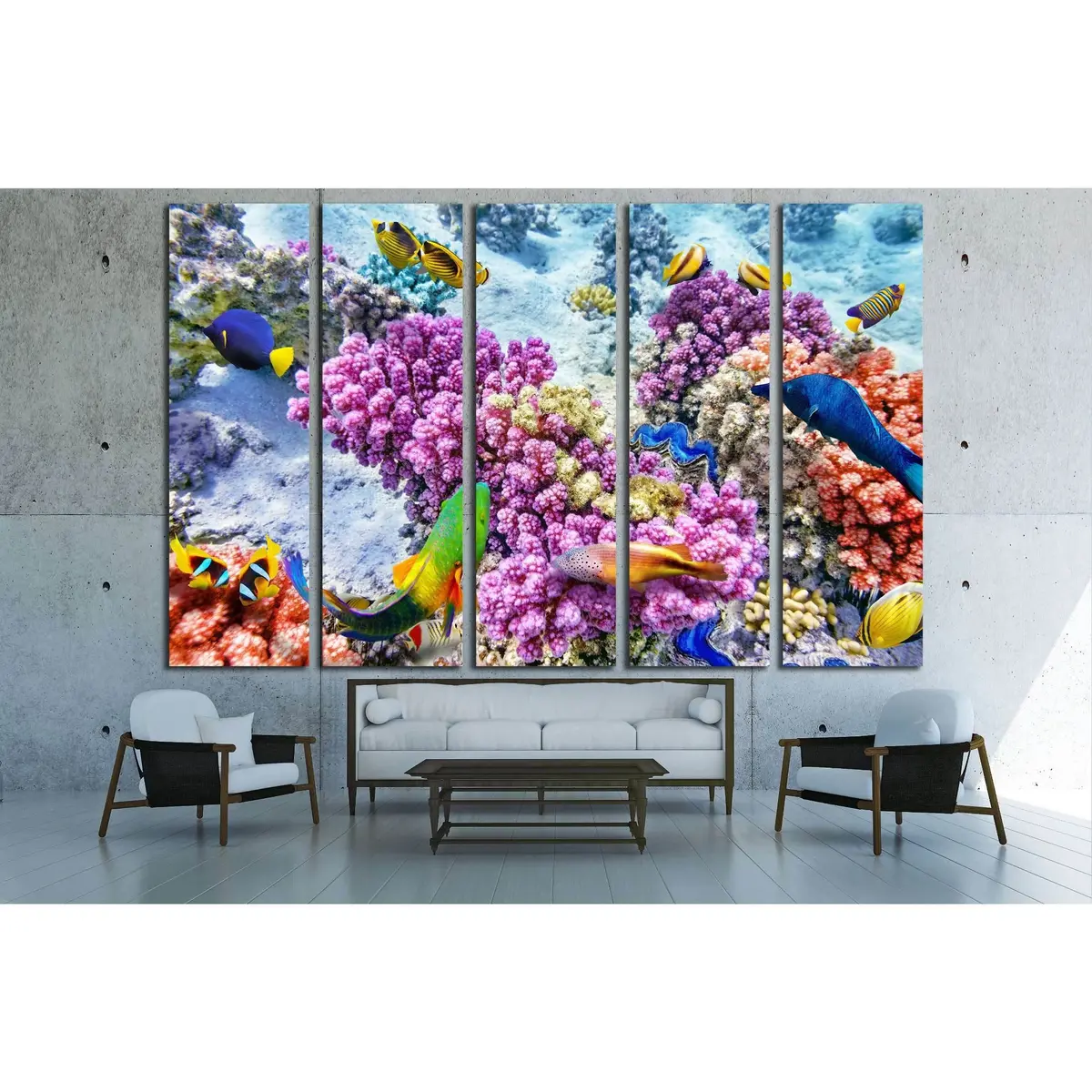 Vibrant Coral Reef Canvas Art Featuring Tropical Fish – Ready-to-Hang Wall Decor #3065 - Image 3