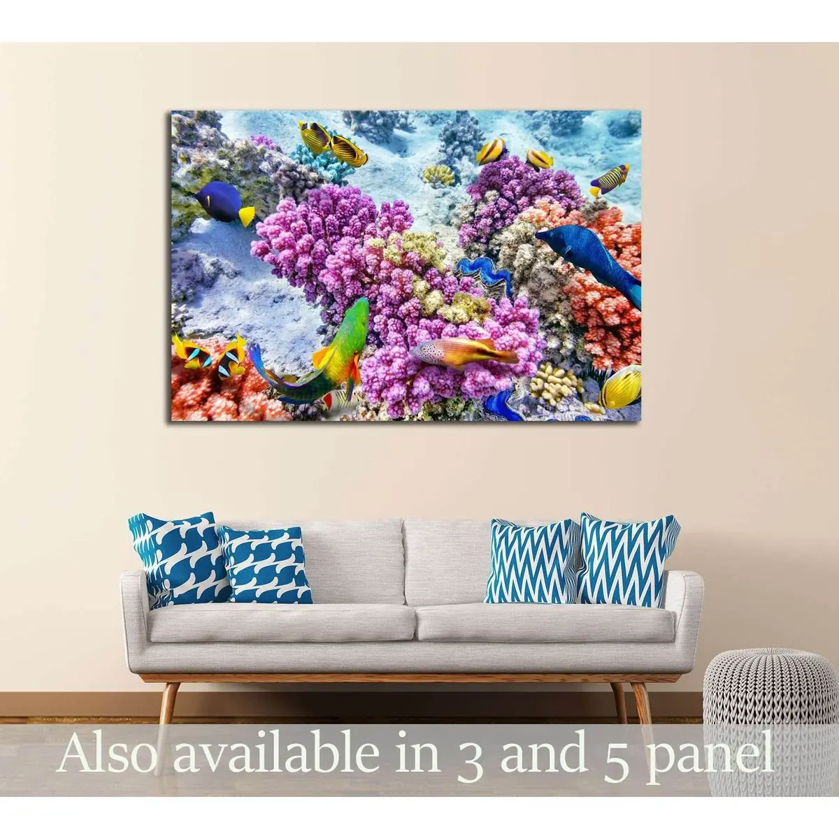 Wonderful And Beautiful Underwater World With Corals And Tropical Fish №3065 Ready To Hang Canvas Print 1