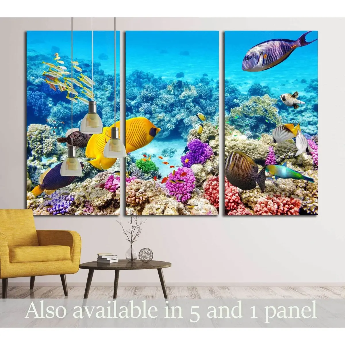 Wonderful And Beautiful Underwater World With Corals And Tropical Fish №3066 Ready To Hang Canvas Print 5