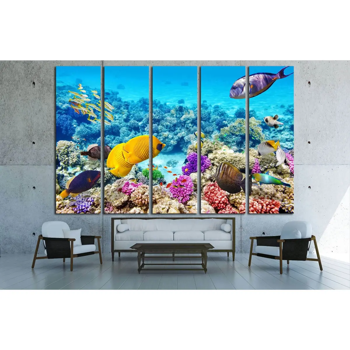 Vibrant Coral Reef Canvas Art Featuring Tropical Fish – Ready-to-Hang Wall Decor #3066 - Image 3