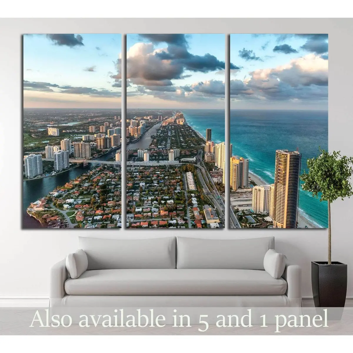 Wonderful Skyline Of Miami At Sunset №1219 Ready To Hang Canvas Print 5