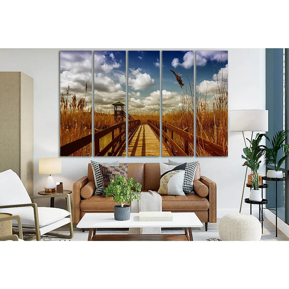 Rustic Wooden River Bridge Canvas Art №SL1130 – Premium Ready-to-Hang Wall Decor - Image 3