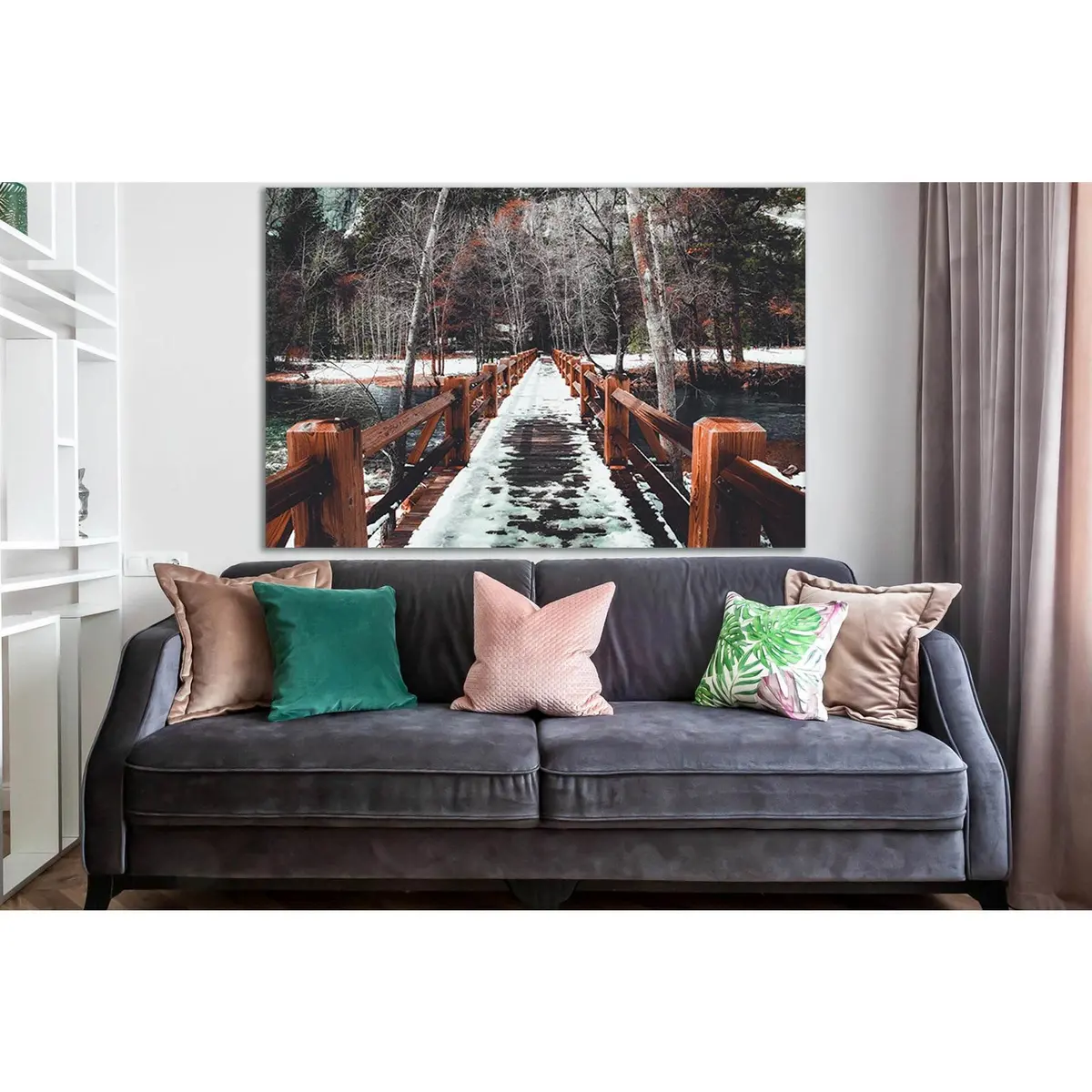 Wooden Bridge In Winter №Sl1142 Ready To Hang Canvas Print 1