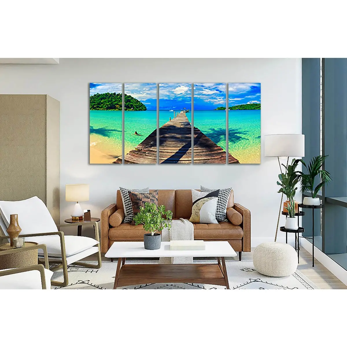 Tropical Beach Wooden Bridge Canvas Art №SL60 – Premium Ready-to-Hang Wall Decor - Image 3