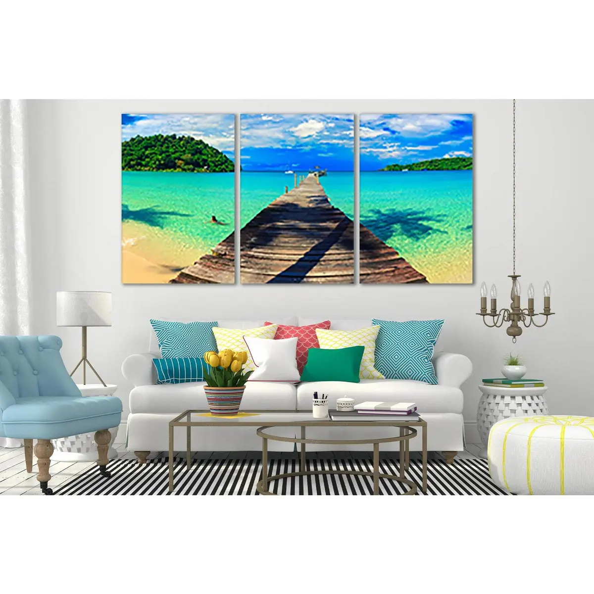 Wooden Bridge Tropical Beach №Sl60 Ready To Hang Canvas Print 5