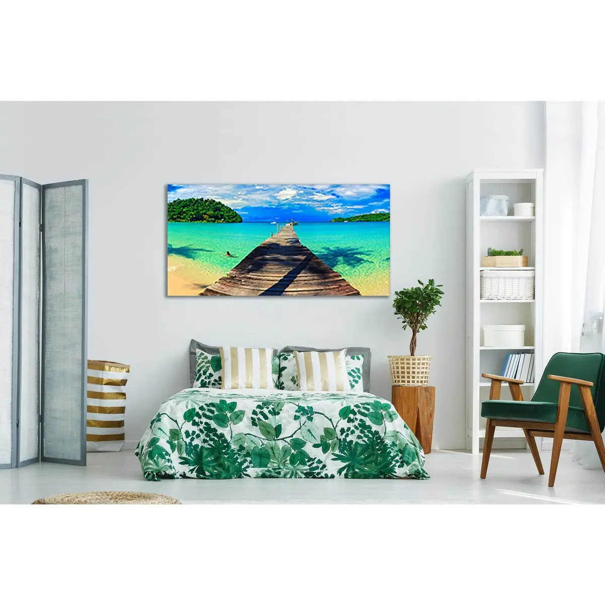 Wooden Bridge Tropical Beach №Sl60 Ready To Hang Canvas Print 2