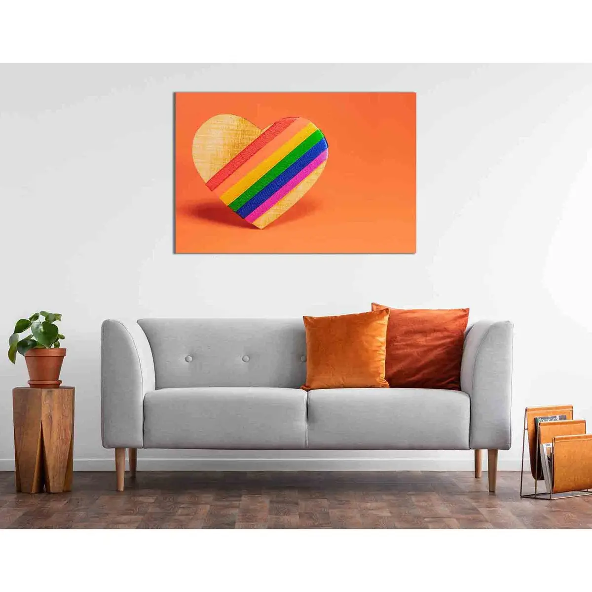 Wooden Heart With Lgbt Rainbow №2152 Ready To Hang Canvas Print 1