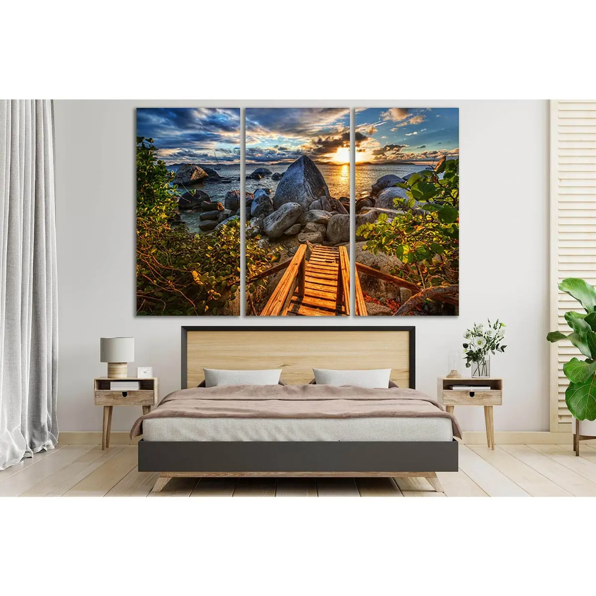Wooden Staircase Sea Sunset №Sl256 Ready To Hang Canvas Print 5