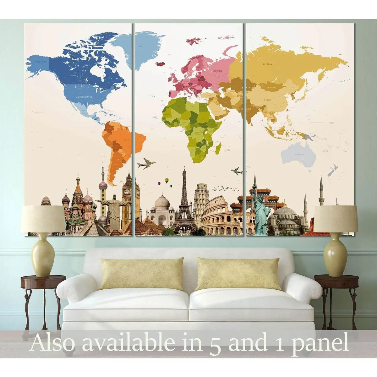 World Map №109 Ready To Hang Canvas Print 5