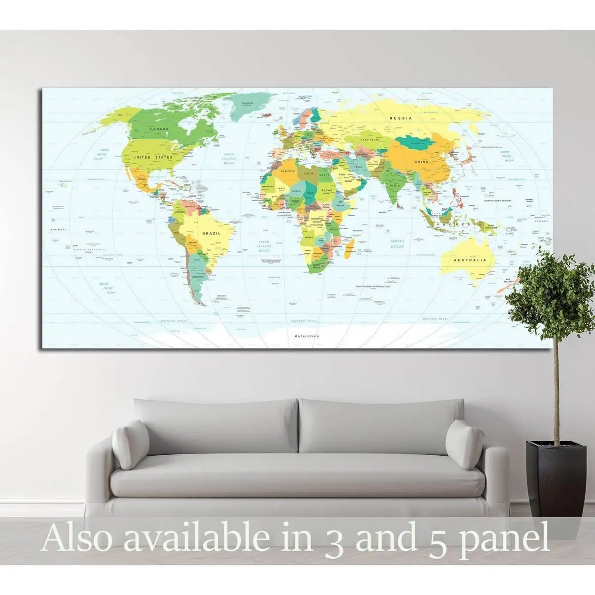 World Map №1450 Ready To Hang Canvas Print 1