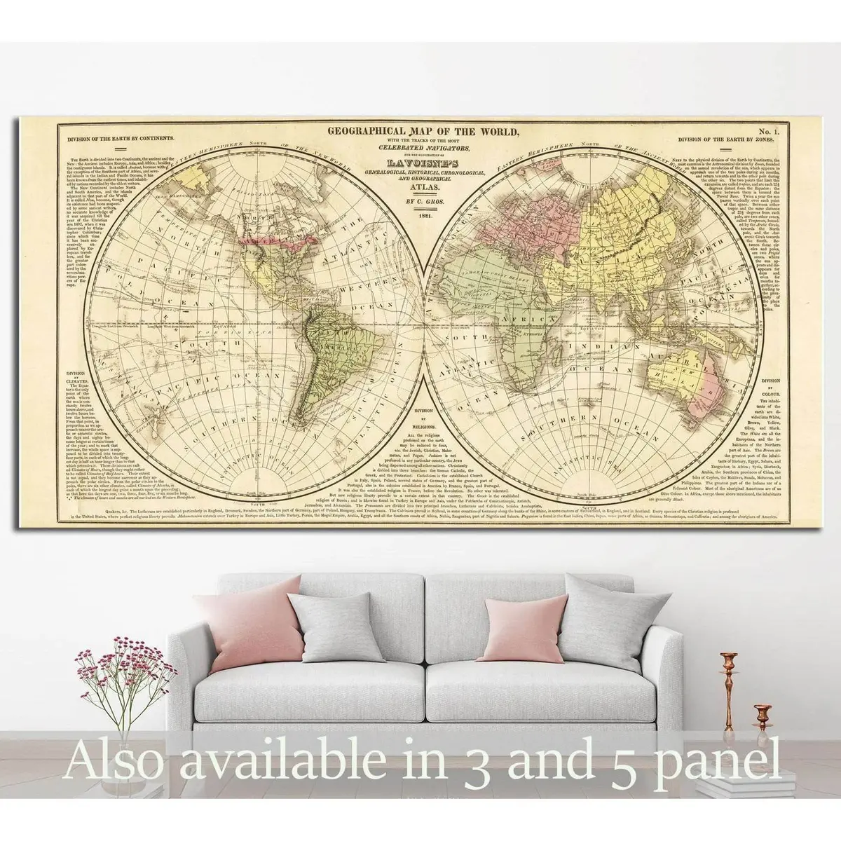 World Map №1492 Ready To Hang Canvas Print 1