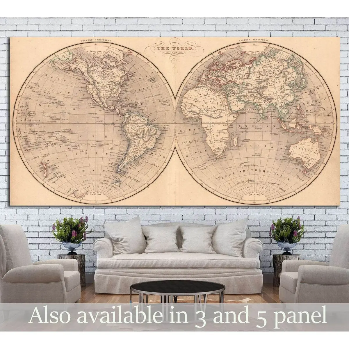 World Map №1497 Ready To Hang Canvas Print 1