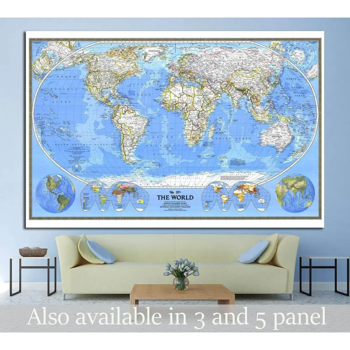 World Map №1498 Ready To Hang Canvas Print 1