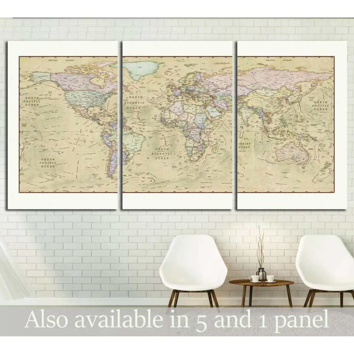 World Map №1501 Ready To Hang Canvas Print 5