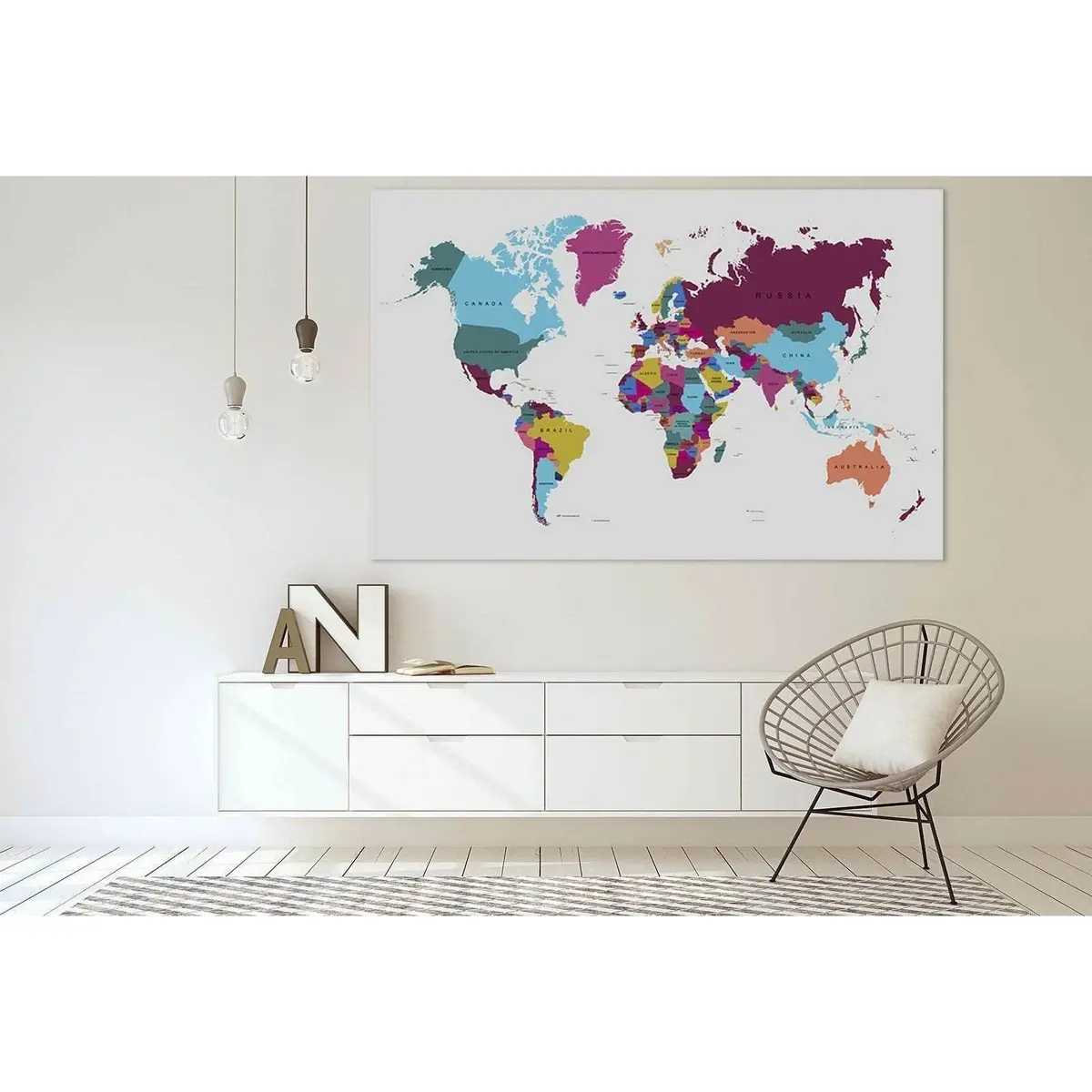 World Map №3000 Ready To Hang Canvas Print 3