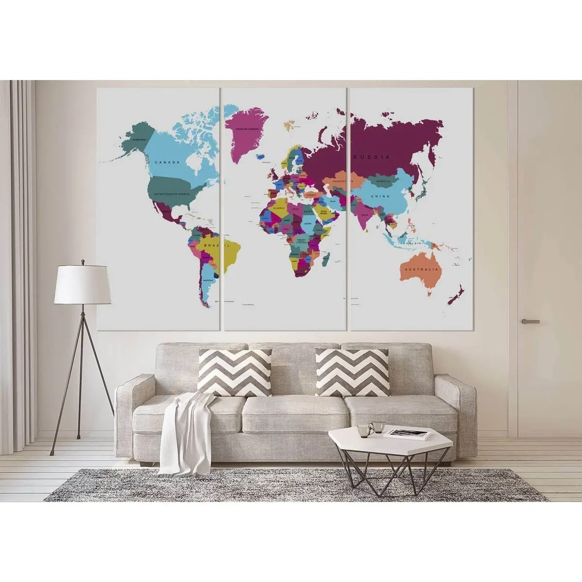 World Map №3000 Ready To Hang Canvas Print 5