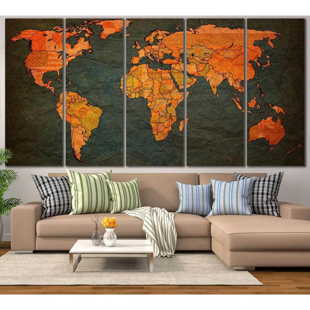 World Map #798 Premium Canvas Wall Art Print