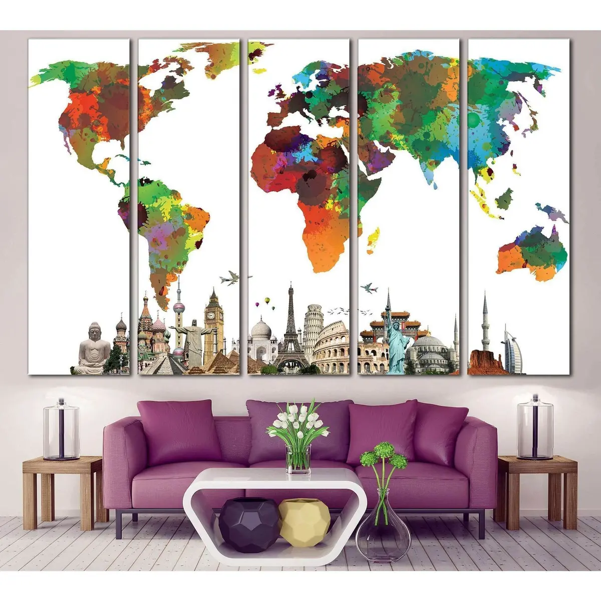 World Map #854 Premium Canvas Wall Art – Ready to Hang