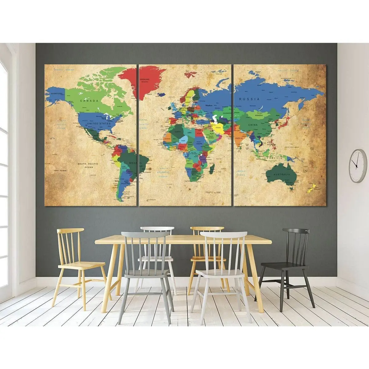 World Map №873 Ready To Hang Canvas Print 5