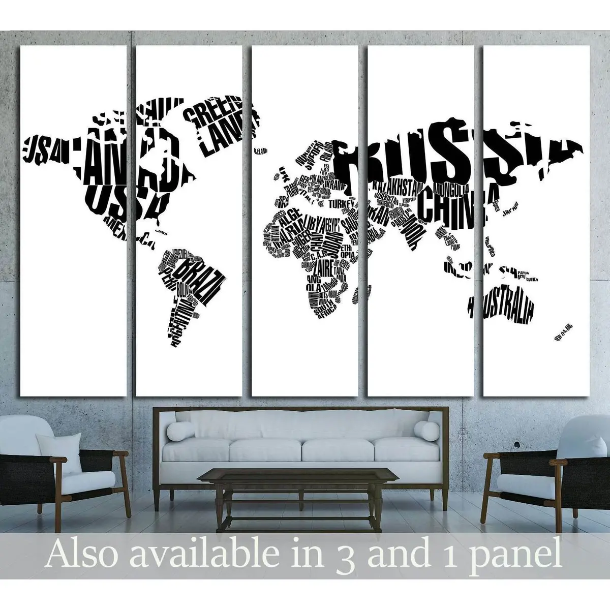 Vintage Typographic World Map Canvas Art Print №1927