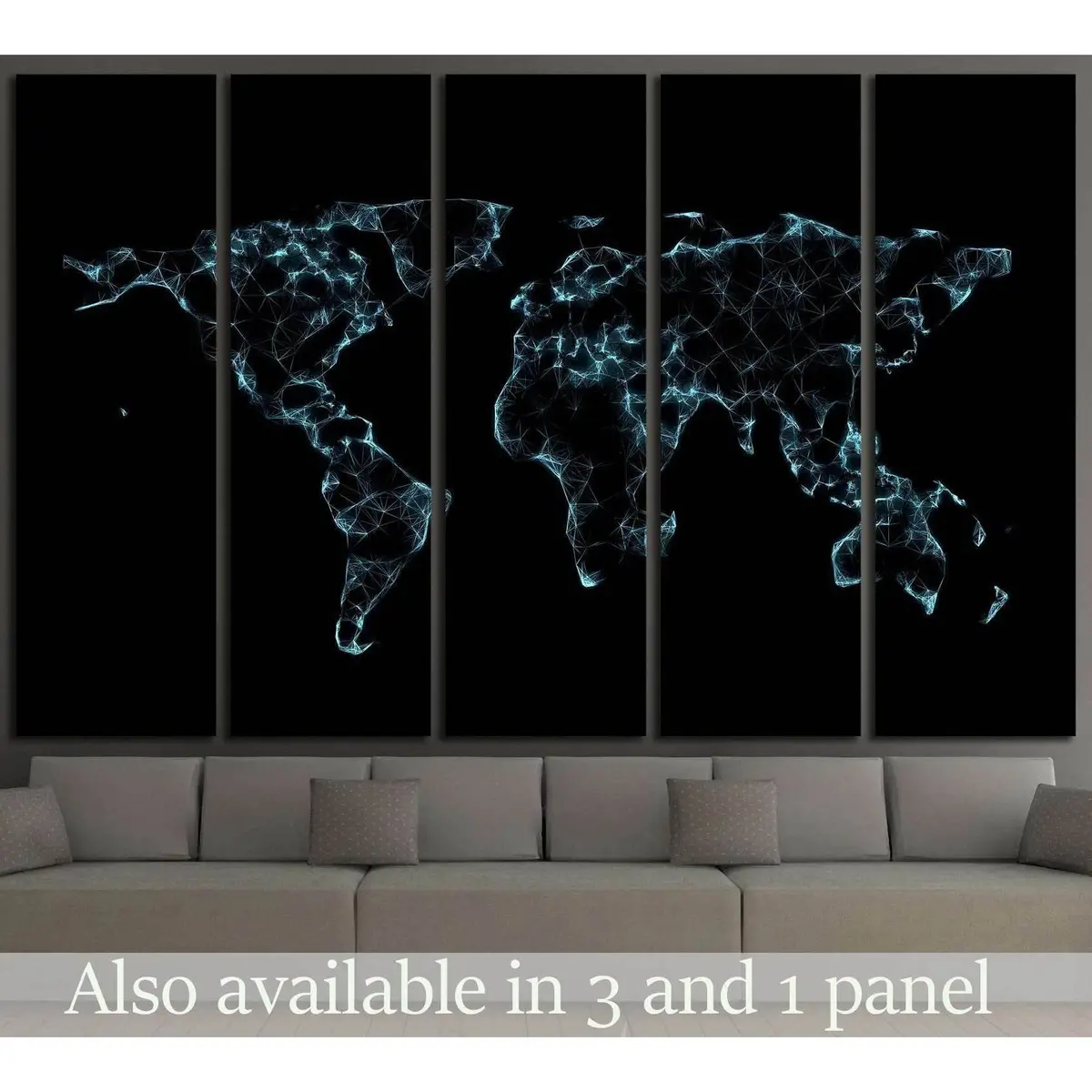 Modern 3D Low-Poly Globe Canvas Wall Art – Ready-to-Hang Decor