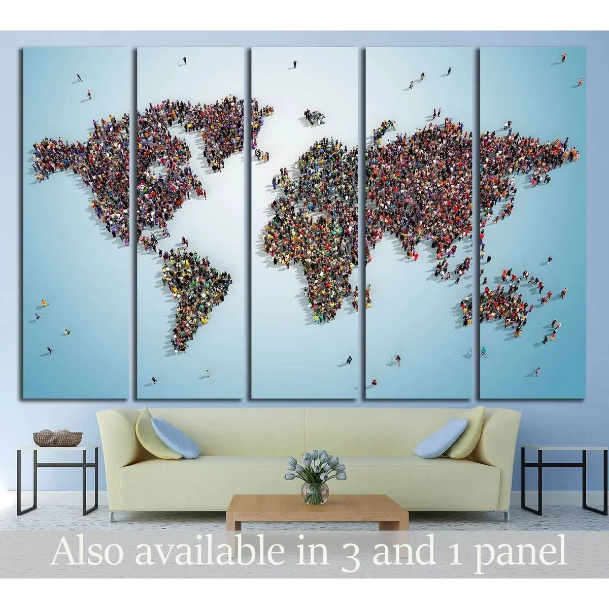Blue-Toned World Map Canvas Art Print №1325 – Premium Ready-to-Hang Wall Decor