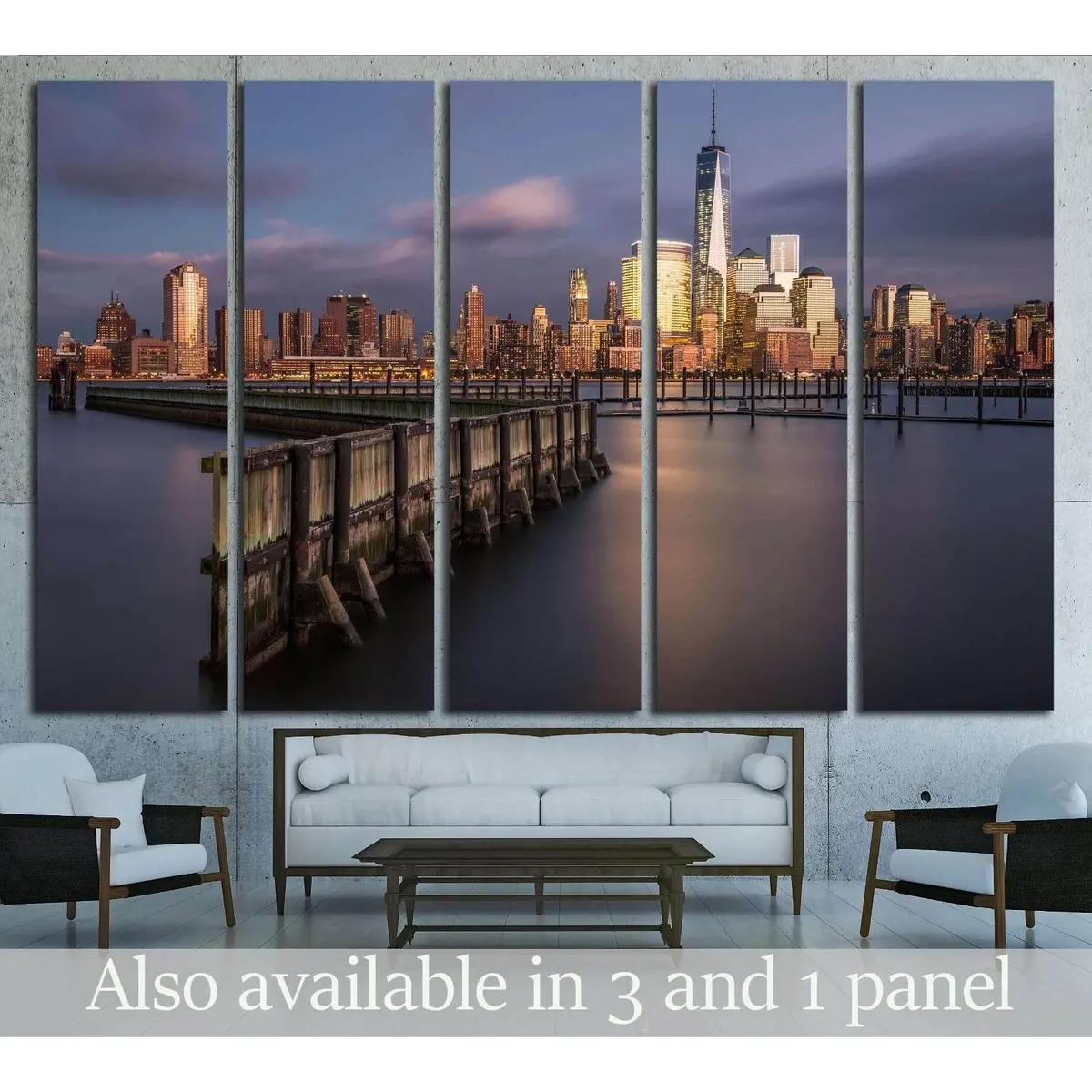 Newport, NJ Skyline Wall Art Featuring the World Trade Center – Ready-to-Hang Canvas
