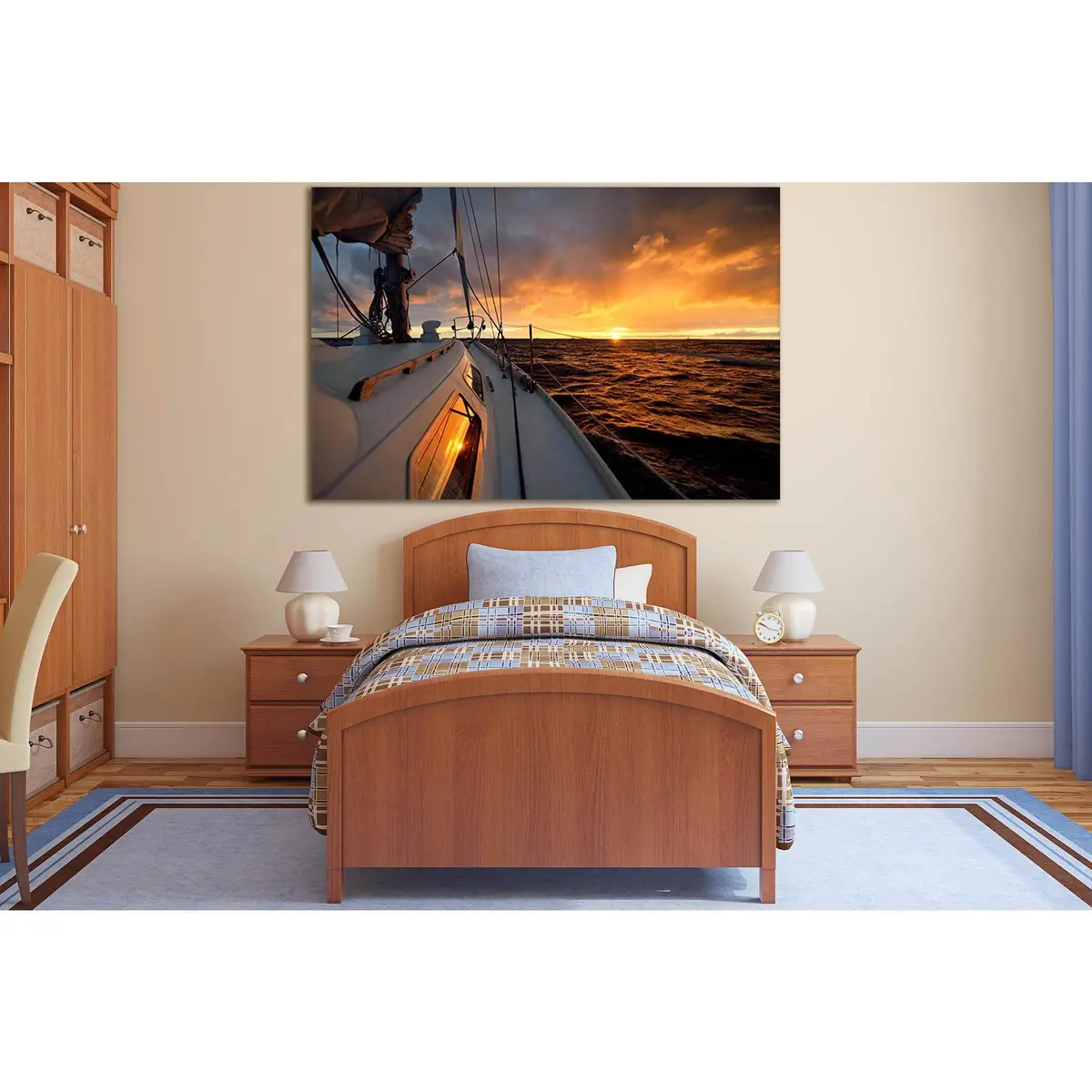 Yacht At Sunset №Sl793 Ready To Hang Canvas Print 1