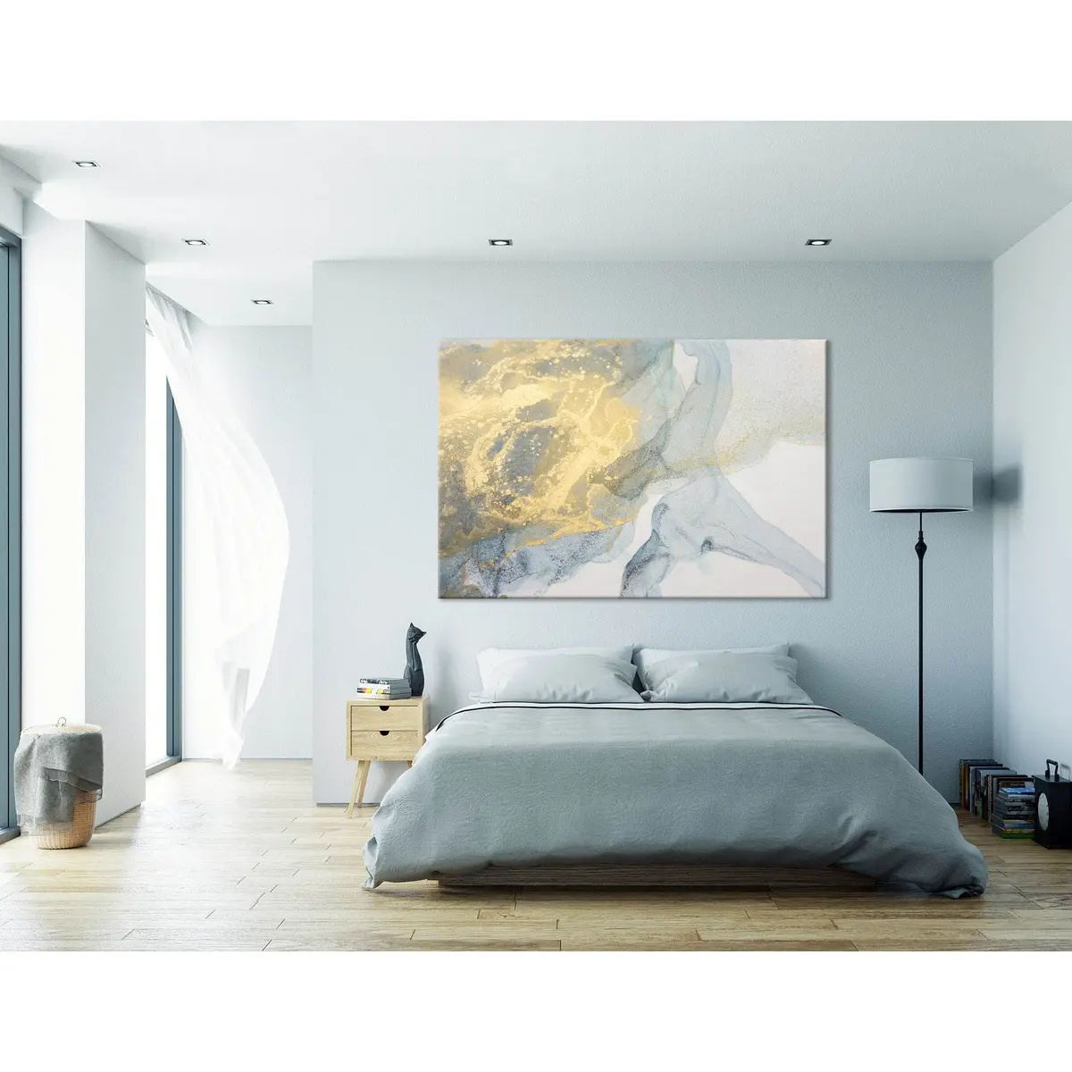 Yellow And Blue Abstract №04398 Ready To Hang Canvas Print 2