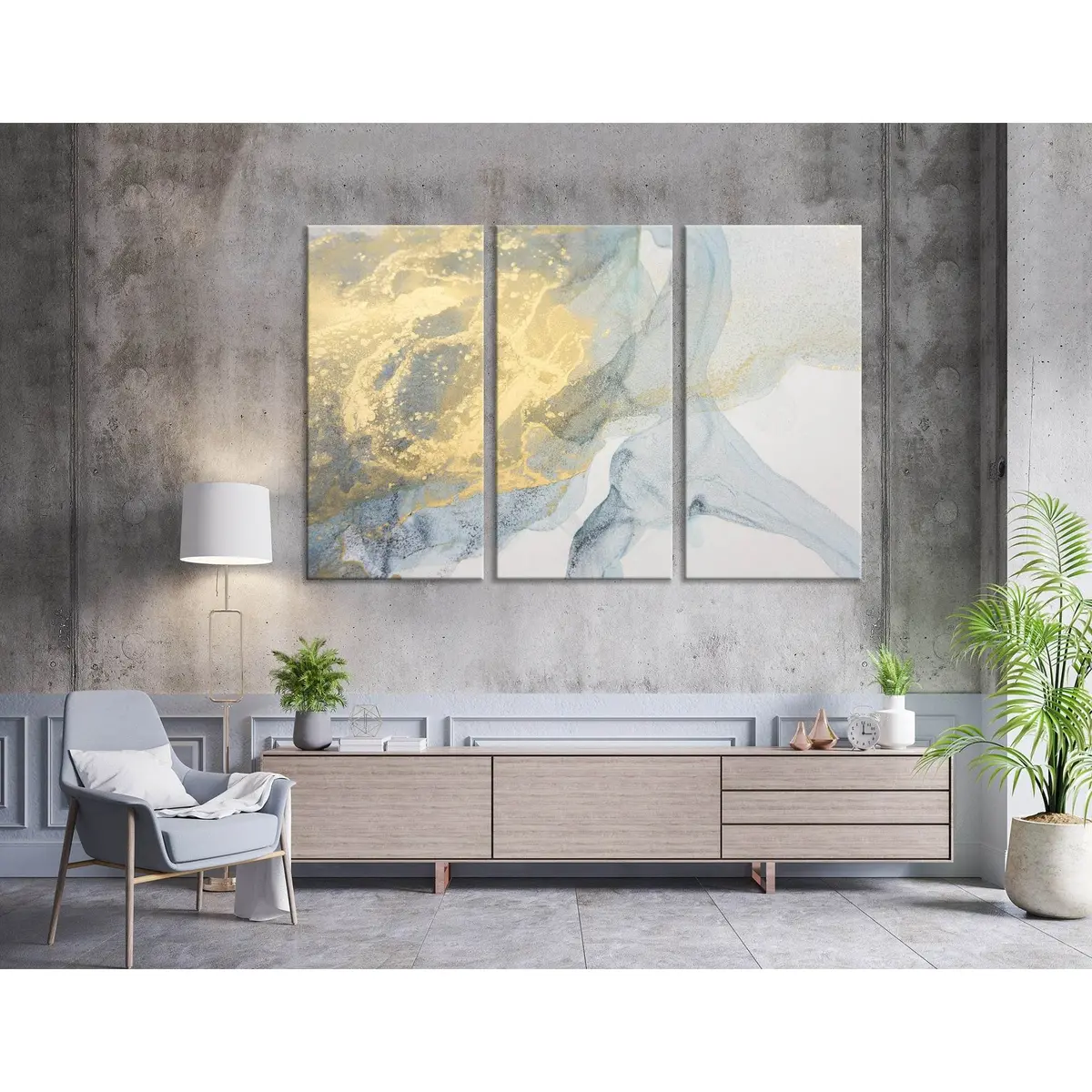 Yellow And Blue Abstract №04398 Ready To Hang Canvas Print 5