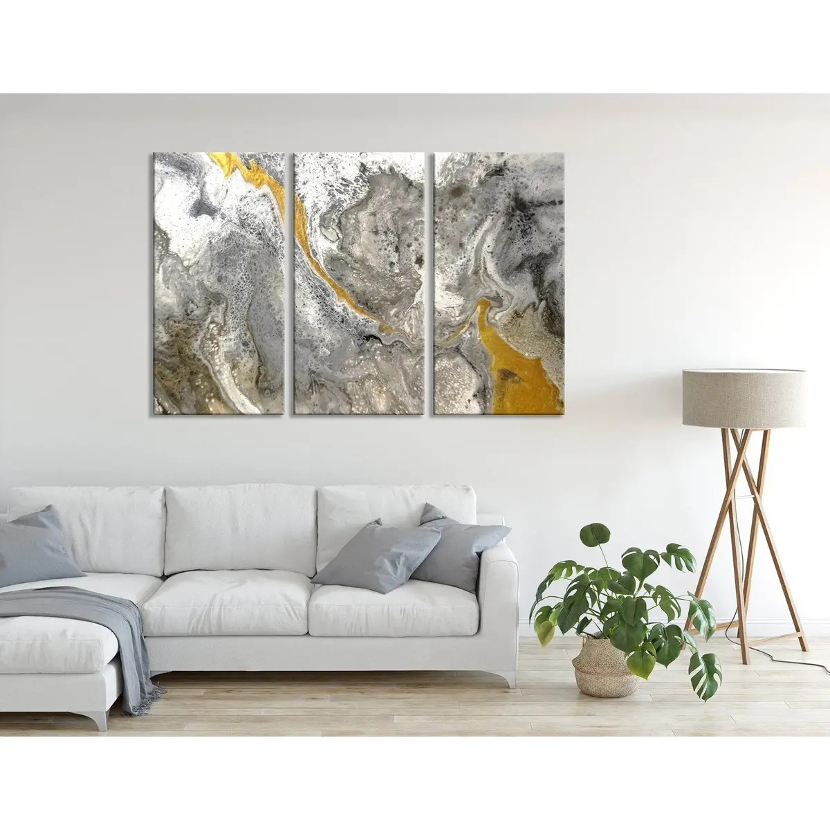 Yellow And Gray Abstract №04381 Ready To Hang Canvas Print 5