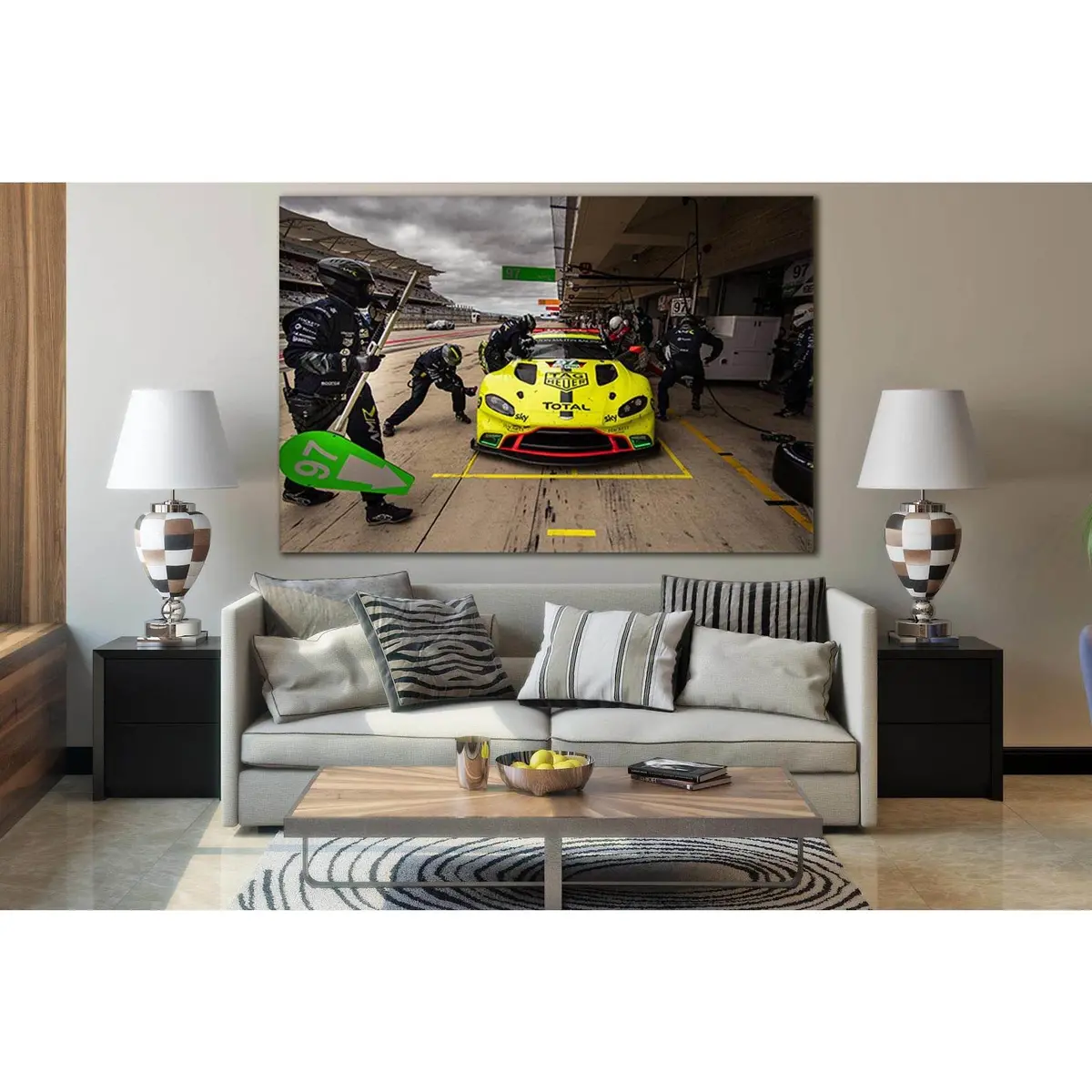 Yellow Sports Car At Pit Stop №Sl897 Ready To Hang Canvas Print 2