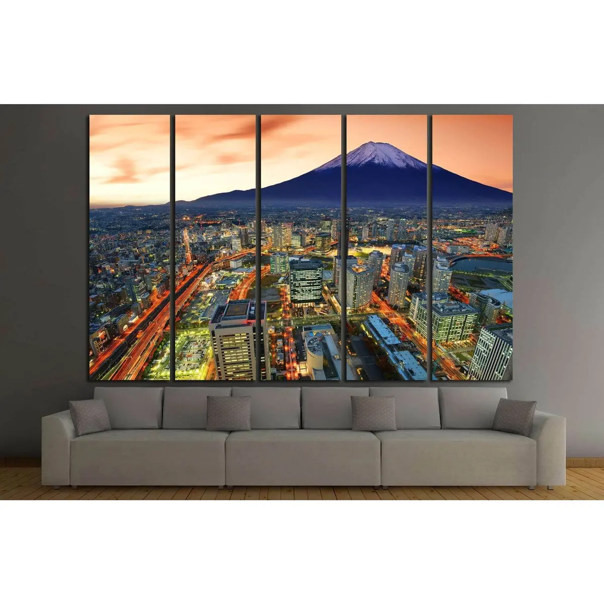 Ready-to-Hang Canvas Wall Art Featuring Yokohama and Mount Fuji - Image 3