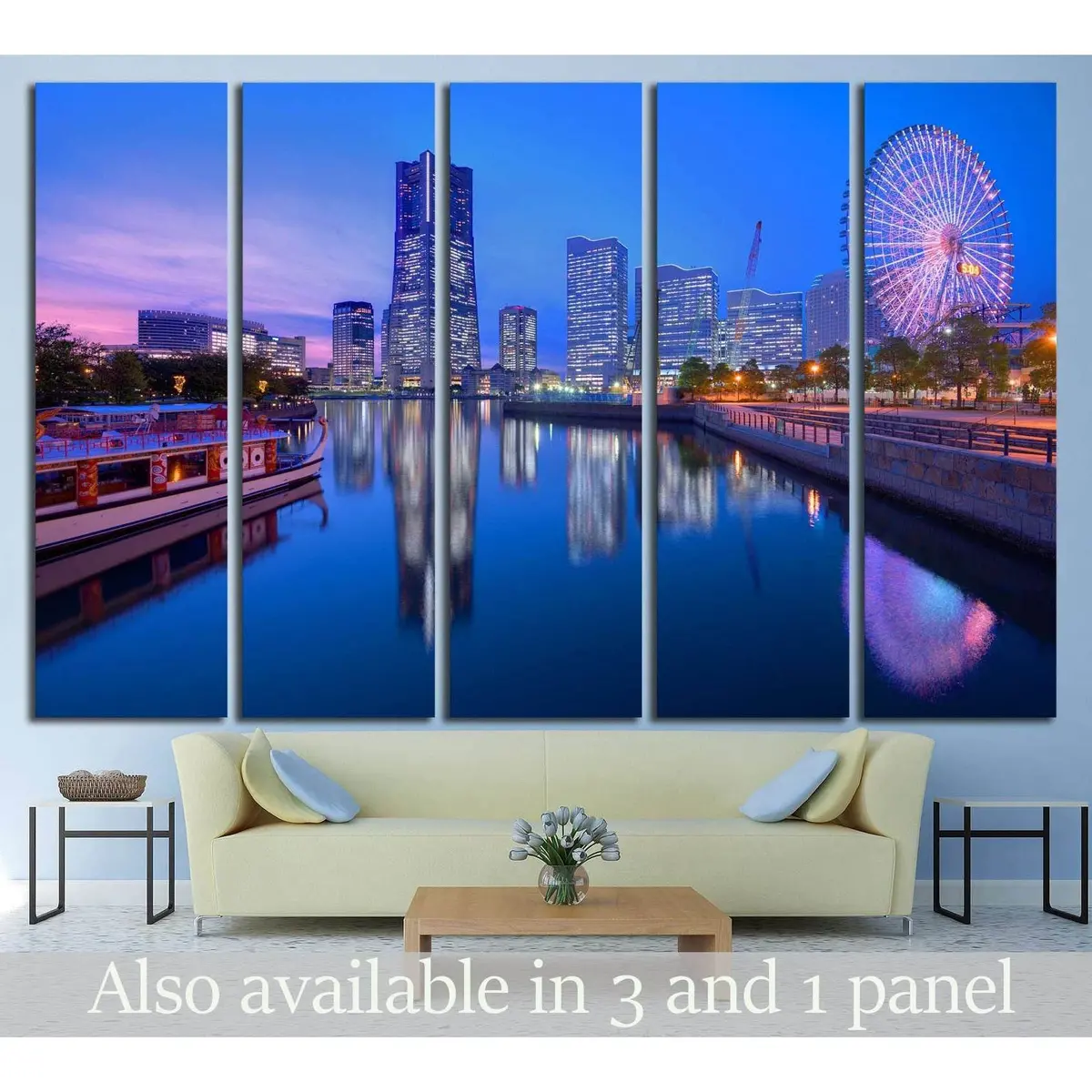 Yokohama Minato-Mirai Bay Canvas Wall Art – Ready-to-Hang Print #1156