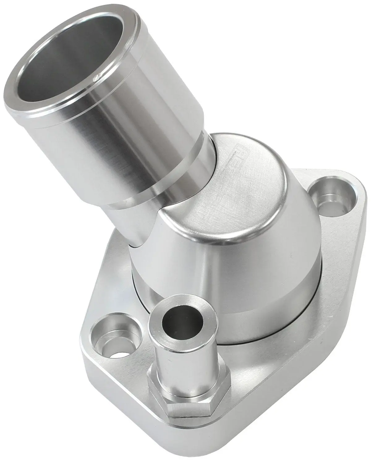 Billet Aluminum 45° Swivel Thermostat Housing – Silver Anodized Finish, Af64-2233S 1