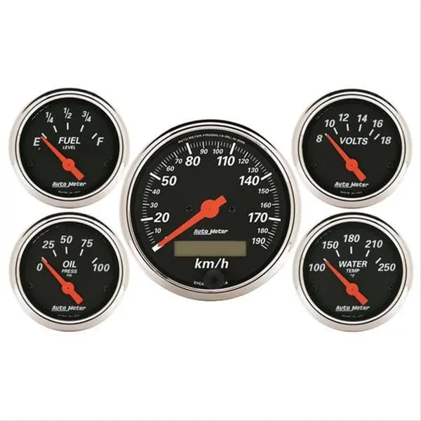 Autometer Designer Black Series Analog Gauge Kit – 5-Piece Set With Mounts (1421-M) 1