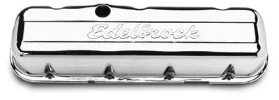 Edelbrock 4480 Signature Series Chrome Valve Covers – Billet Aluminum With Logo Detailing 1